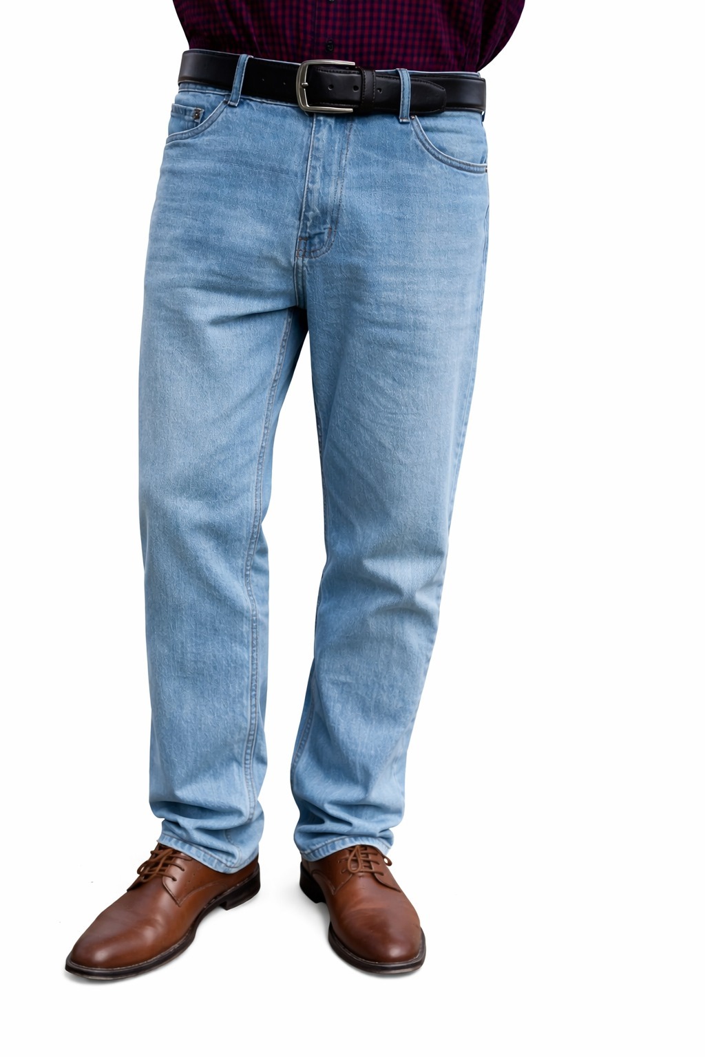 Men’s Light Blue Straight Fit Denim Jeans – Comfortable Everyday Wear with Unique Back Pocket Design