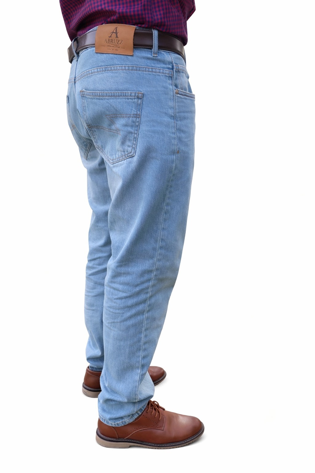 Men’s Light Blue Straight Fit Denim Jeans – Comfortable Everyday Wear with Unique Back Pocket Design - Image 3