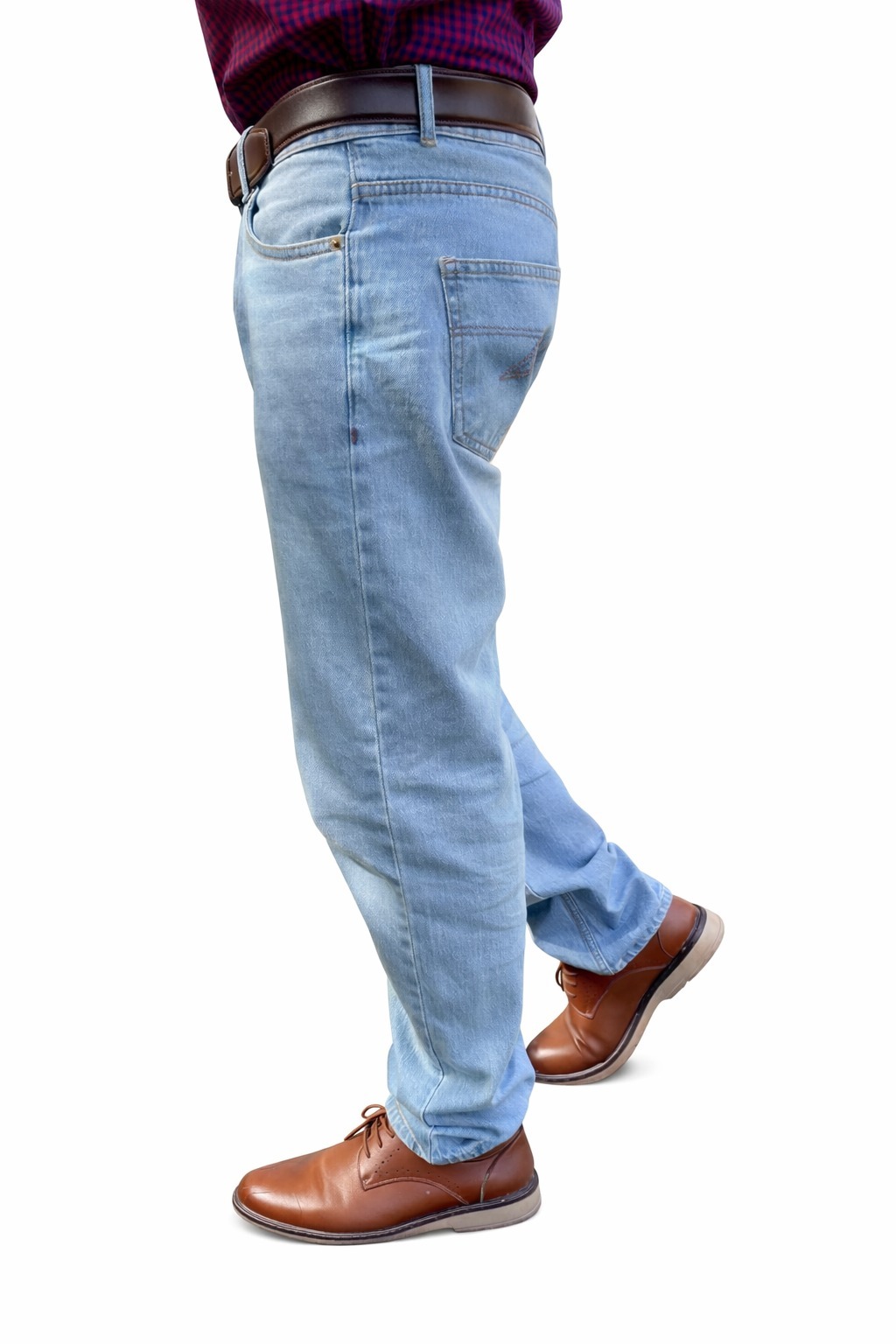 Men’s Light Blue Straight Fit Denim Jeans – Comfortable Everyday Wear with Unique Back Pocket Design - Image 2